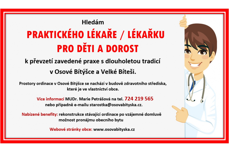 Praktický lékař/lékařka pro děti a dorost